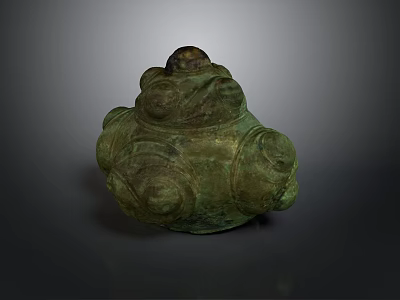 Ancient Bronze Sculpture with Ornate Decorative Elements and Intricate Carvings 3d model