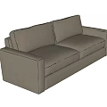 Light Gray Fabric Multi Person Sofa With Square Armrests And Comfortable Seats 3d model