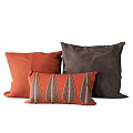 Modern Orange and Dark Gray Decorative Throw Pillows with Leaf Pattern Embroidery Design 3d model