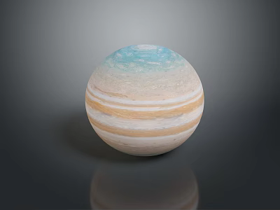 Jupiter Cosmic Landscape With Blue And Beige Striped Cloud Bands And Dark Surface Reflection 3d model