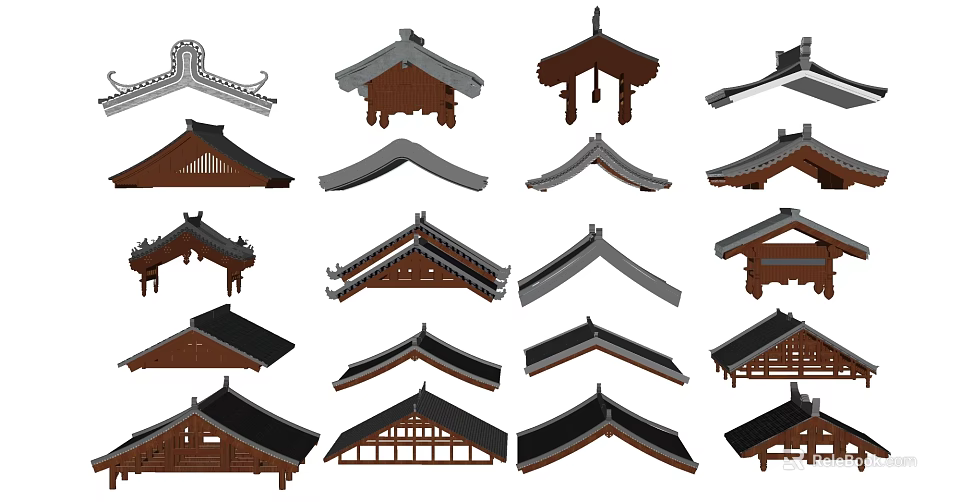 Ancient Architecture Traditional Roof Eaves And Classic Oriental Design Elements 3d model