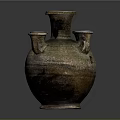 Multi Spout Clay Vase With Traditional Ceramic Texture And Rustic Finish 3d model