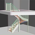 Modern Spiral Staircase With White Railings And Wooden Steps In Interior Design