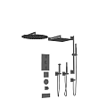 Modern Shower System With Handheld Sprayer Overhead Head And Control Valves