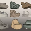 Stylish Bean Bag Chairs With Various Designs And Comfortable Seating Options 3d model