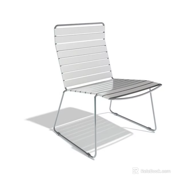 Modern Minimalist Outdoor Leisure Chair With Slatted Metal Design And Lightweight Frame 3d model 