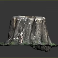 Natural Wooden Tree Stump Decor With Hollow Center And Grass Moss Accents