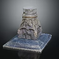Ornate Stone Pedestal With Intricate Carvings And Square Base Design