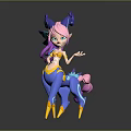 Magical Elf Character With Pink Hair Blue Horns And Blue Deer Body Creature
