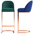 Colorful Modern Bar Stools With Metal Frames And Upholstered Seats 3d model