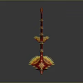 Mythical Game Movie Character Weapon With Red Yellow Dragon Design And Flame Shaped Head