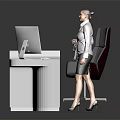 Sleek Modern Reception Desk Design With Office Chair Computer Monitor And Professional Staff