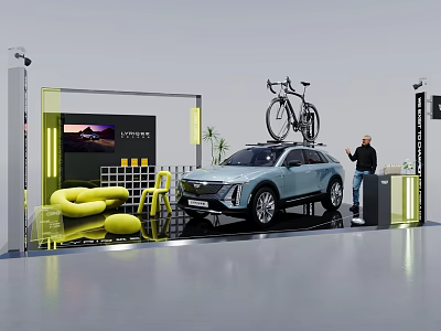 Stylish Modern Exhibition Tables and Chairs With Bright Yellow Design for Trade Show Display Areas 3d model