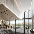 Elegant Modern Lounge Area Interior With Wooden Slat Ceiling Metal Partitions And Comfortable Seating