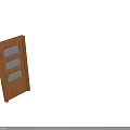Wooden Swing Doors Featuring Three Glass Panels With Gold Frames And Handles