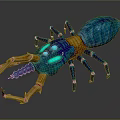 Detailed Blue Transparent Scorpion Art Model With Yellow Pincers And Legs