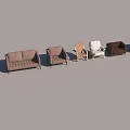 Modern Sofa Set Collection Featuring Two Seater And Single Chairs 3d model