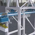 Industrial Gantry Crane With White Metal Frame And Blue Conveyor For Port Cargo Handling