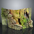 Natural Stone Wood Decorative Sculpture With Mossy Surface and Rough Texture