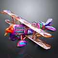 Vibrant Space Themed Biplane With Colorful Intricate Patterns And Structural Details
