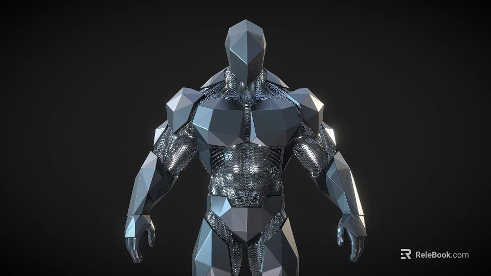 Futuristic Combat Weapon Mechanical Armor Featuring Metallic Angular Design And Tech Infused Battle Gear 3d model 