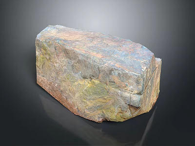 Natural Wooden Stone Block Featuring Irregular Shape And Multicolor Surface Texture 3d model
