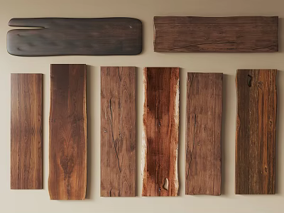 Natural Stone and Wood Decorative Panels with Varied Textures and Grain Patterns 3d model