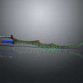 Decorative Sword With Green Patterned Blade And Blue Orange Hilt Design