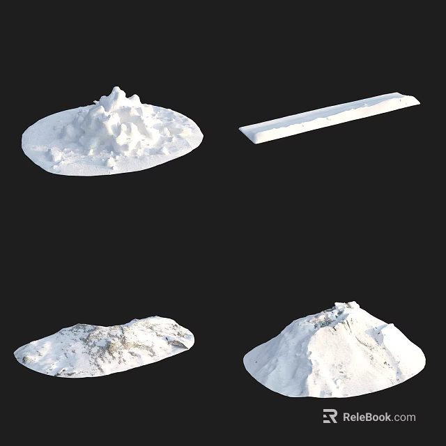 White Mountain Shaped Terrain Models Featuring Various Geographical Textures And Forms 3d model