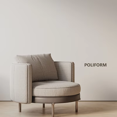Modern POLIFORM Accent Chair With Light Gray Fabric Cushion And Armrest Design 3d model