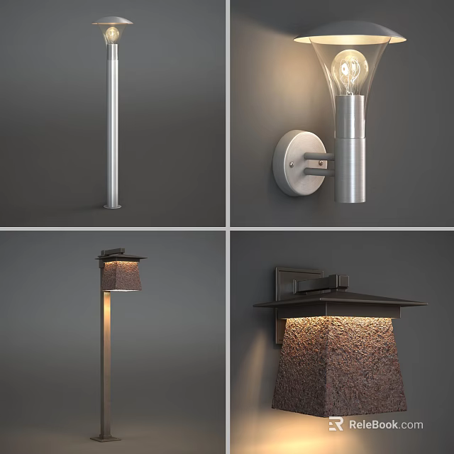 Modern Wall Lamps With Metal Stone And Textured Designs For Home Interior Decor 3d model 