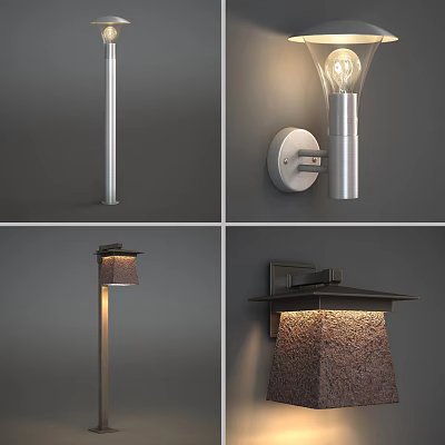 Modern Wall Lamps With Metal Stone And Textured Designs For Home Interior Decor 3d model