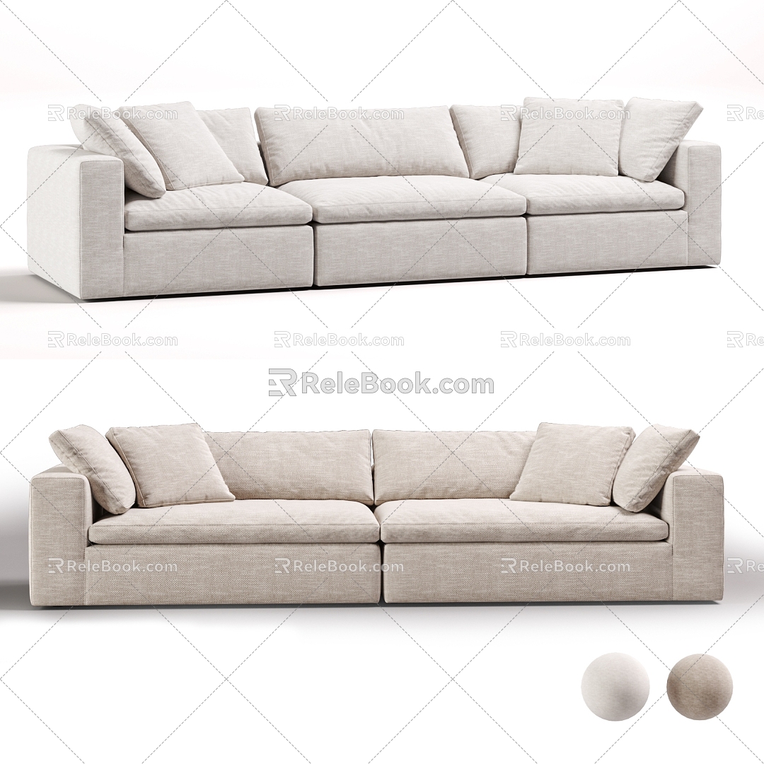 Three-seat sofa multi-person sofa cloud sofa two-seat sofa CLOUD sofa cotton linen 3d model