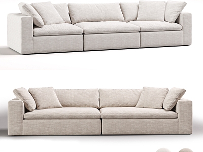 Three-seat sofa multi-person sofa cloud sofa two-seat sofa CLOUD sofa cotton linen 3d model