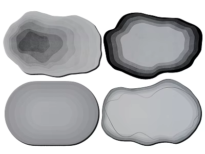 Stylish Rugs With Unique Irregular Shapes And Layered Patterns For Interior Decoration 3d model