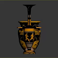 Set Of Yellow And Black Ornamental Vases With Various Shapes And Sizes For Home Decor