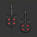 Futuristic Sci Fi Mechanical Devices With Black Red Accents And Circular Structures 3d model