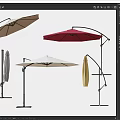 Outdoor Patio Umbrellas With Cantilever Design In Beige Red And White Colors
