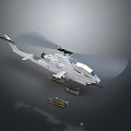 Military Attack Helicopter With White Body Rotor Blades Missile Armament And Cockpit