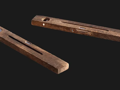 Two Antique Wooden Woodworking Tools Long Strips With Holes And Grooves 3d model