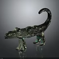 Vintage Bronze Crocodile Shaped Furniture Decorative Ornament With Spiral Patterns And Green Patina
