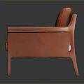 Stylish Modern Orange Leather Armchair With Wooden Frame And Comfortable Seat