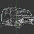 Old Gray Worn Van With Rear Doors And Side Windows 3d model