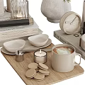Modern Minimalist Ornamental Decor Set With Vase Branches Candles Trays Diffuser Sticks Books And Bowls