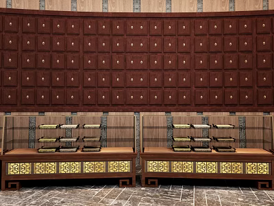 Classic Wooden Storage Cabinet Rack with Multiple Drawers and Decorative Frame for Home Organization 3d model
