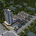 High Rise And Low Rise Residential Buildings Surrounded By Green Trees And Roads