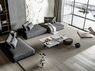 Modern sofa coffee table combination 3d model