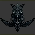 Spotted Sea Turtle With Dark Shell And Open Mouth On Reflective Surface 3d model