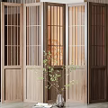New Chinese-style screen folding door partition 3d model