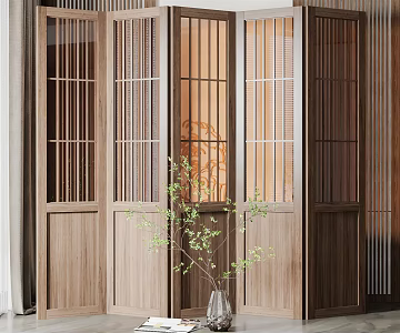 New Chinese-style screen folding door partition 3d model